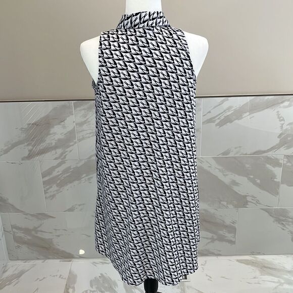 WOMENS Sz 4 P ALFANI Navy DIVING DOVES SLEEVELESS COLLARED BUTTON-UP SHIRT DRESS - Picture 4 of 6